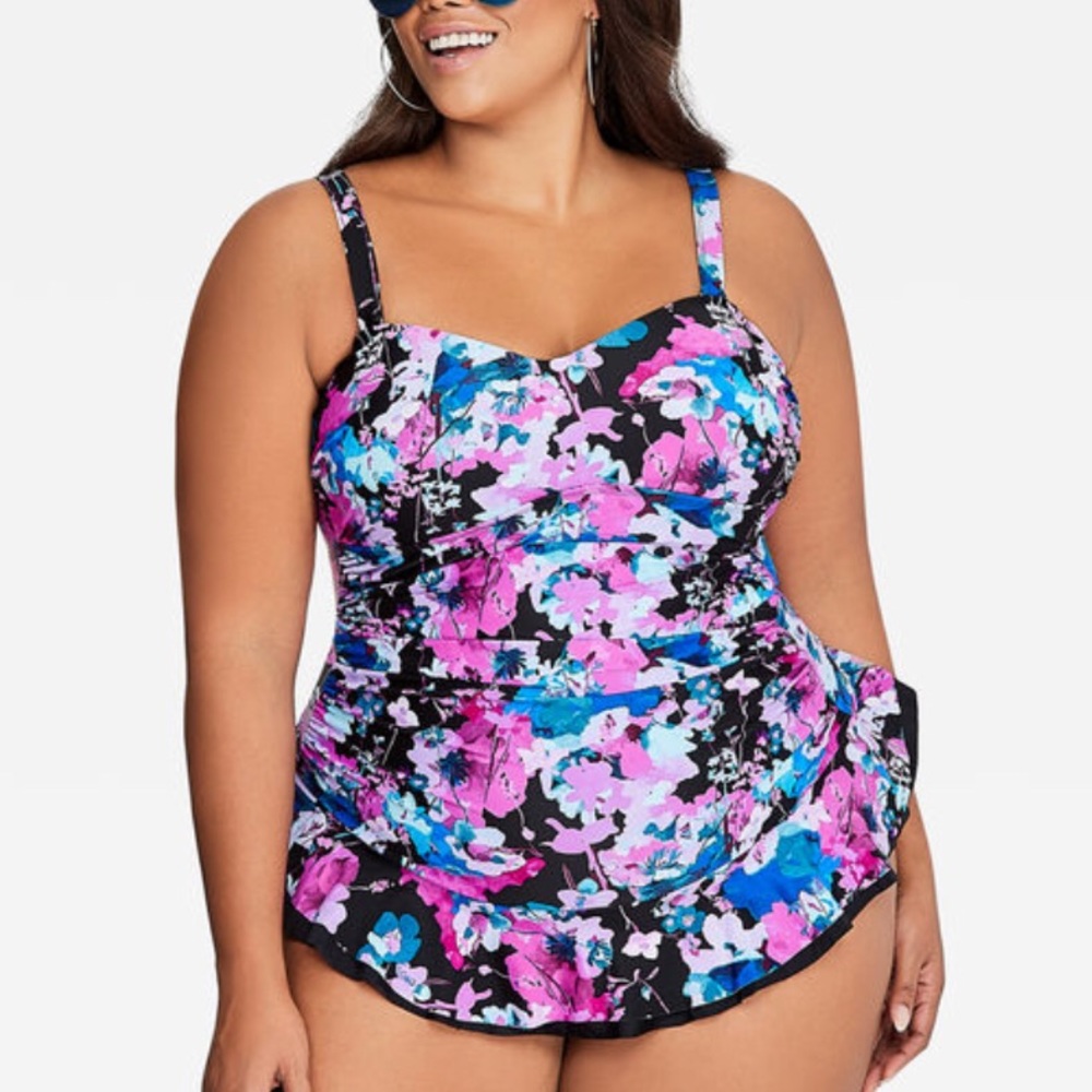 Floral print skater swim dress